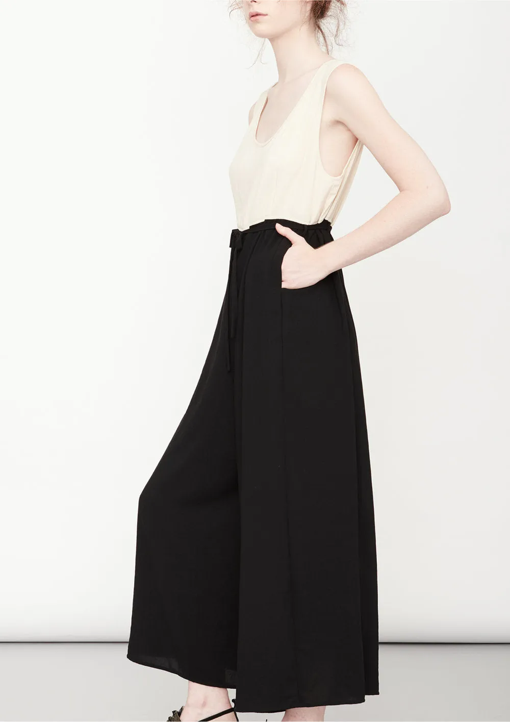 JUMPSUIT WIDE - black/creme