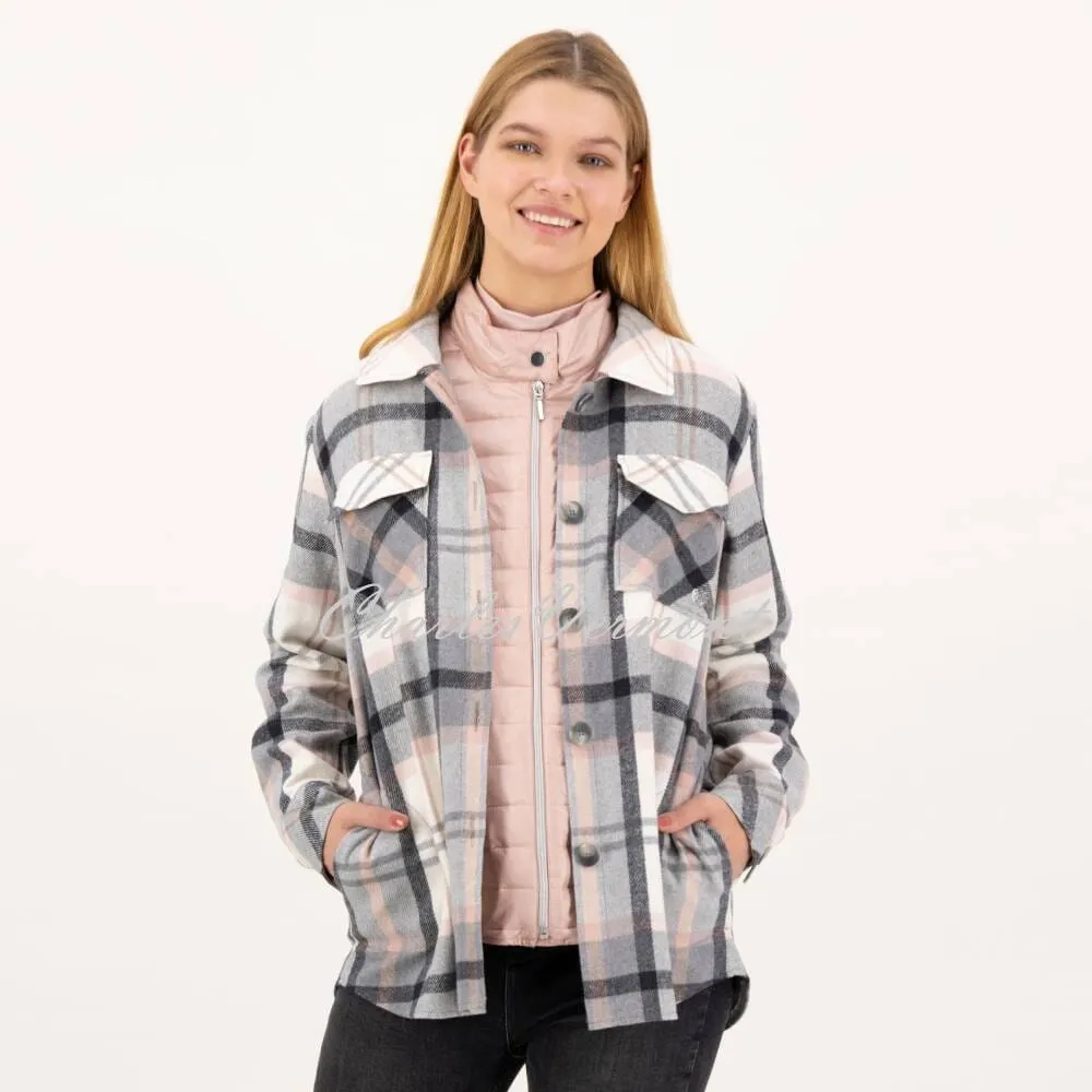 Just White Oversized Checked Shacket - Style C2275