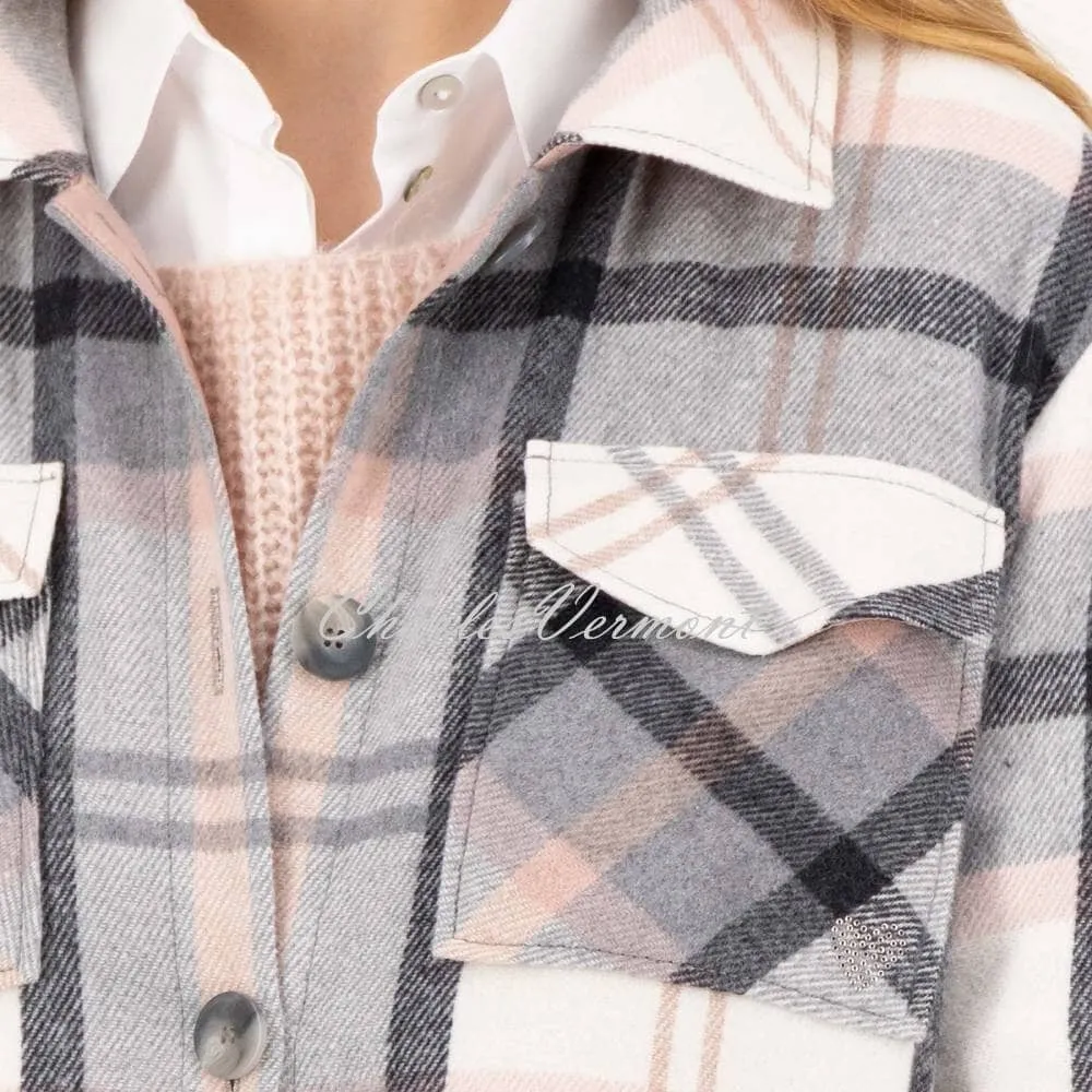 Just White Oversized Checked Shacket - Style C2275