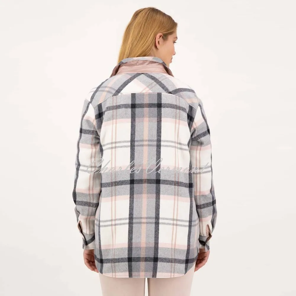 Just White Oversized Checked Shacket - Style C2275