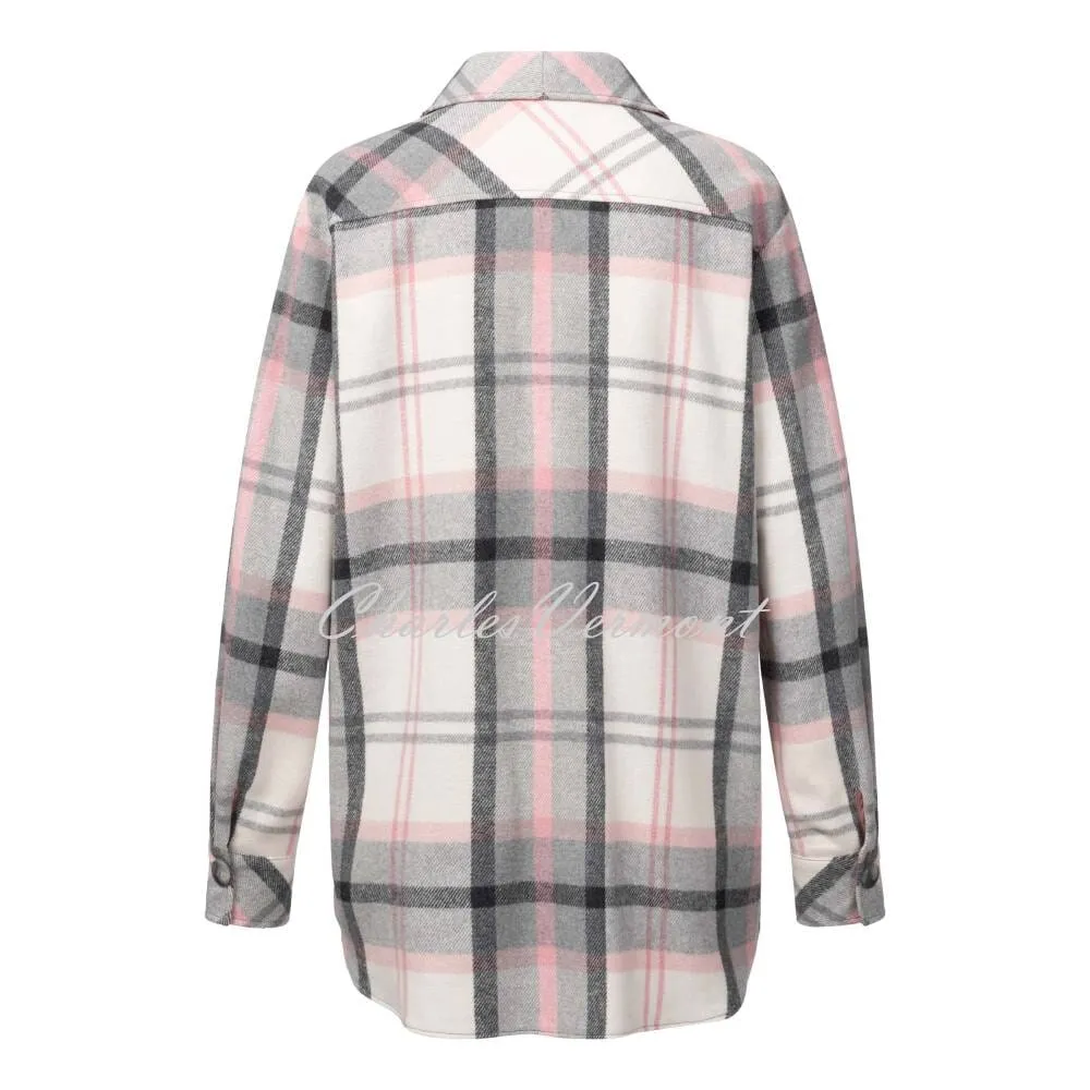 Just White Oversized Checked Shacket - Style C2275