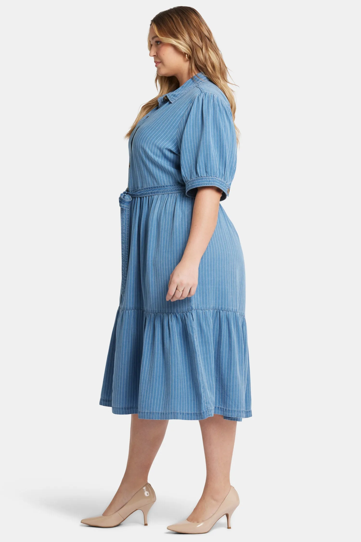 Kate Ruffle Dress In Plus Size - Light Marine