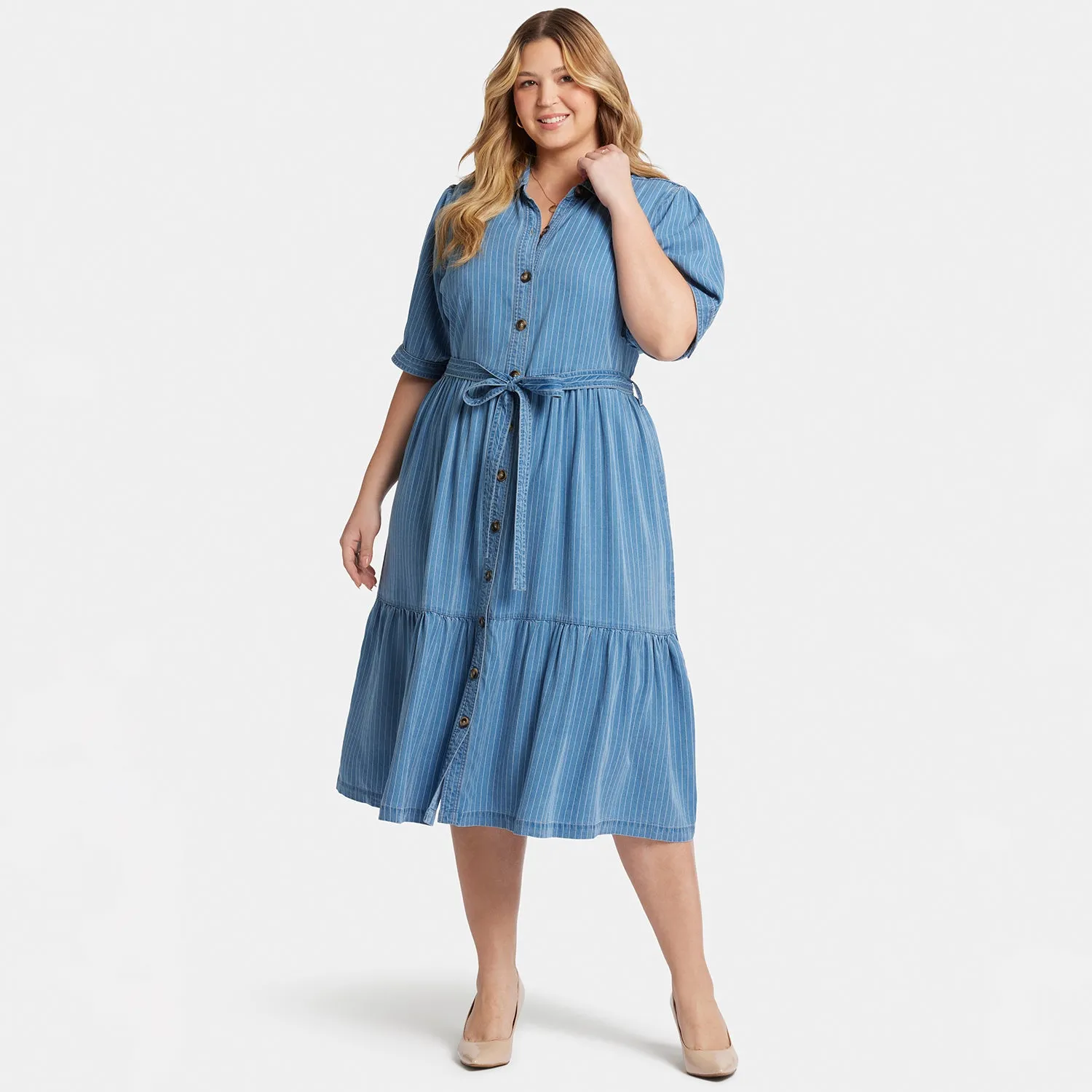 Kate Ruffle Dress In Plus Size - Light Marine