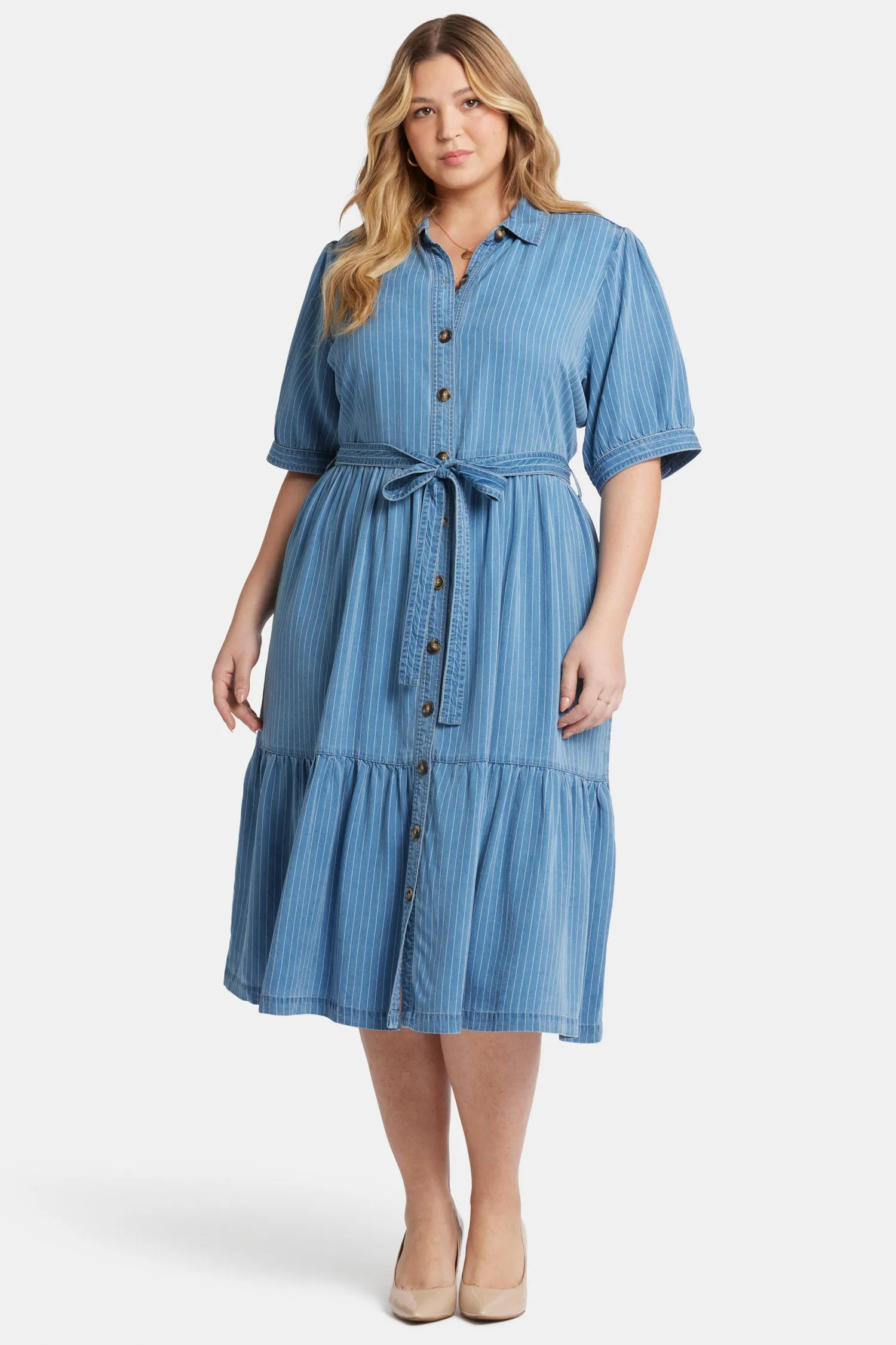 Kate Ruffle Dress In Plus Size - Light Marine