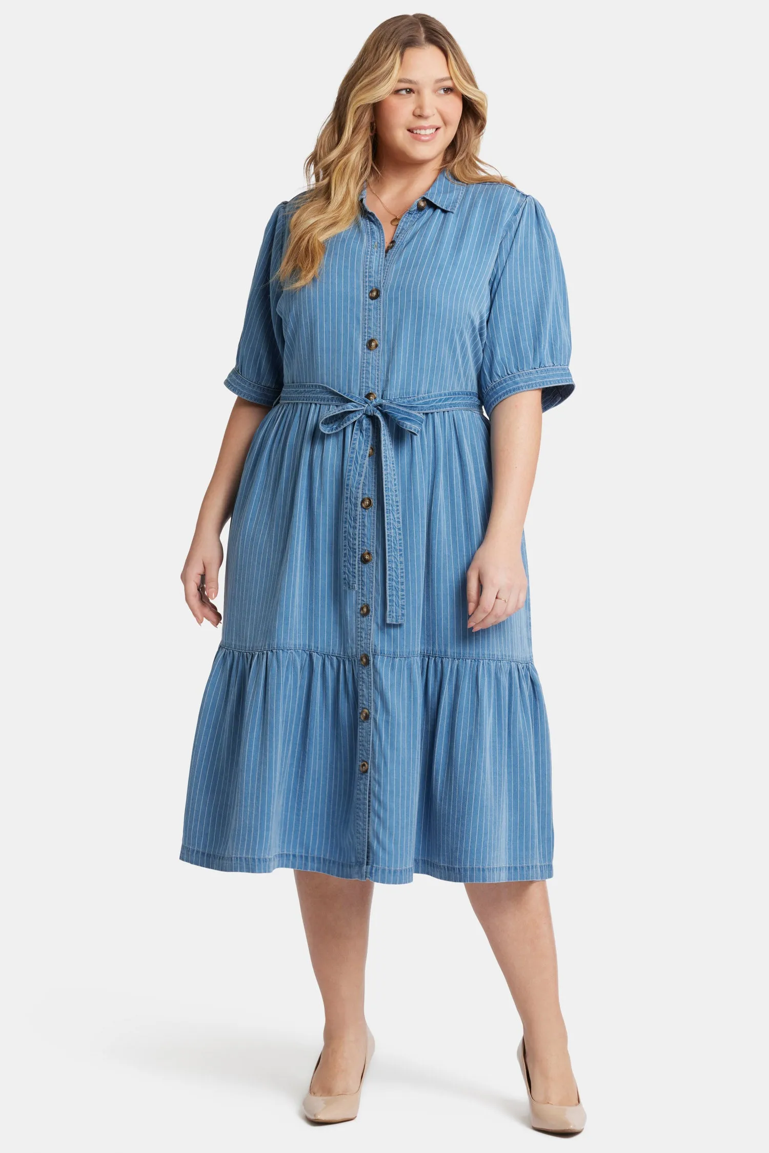 Kate Ruffle Dress In Plus Size - Light Marine