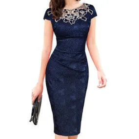 Ketty More Women Lace Decorated Sleeveless Slim Pencil Dress-KMWC2103