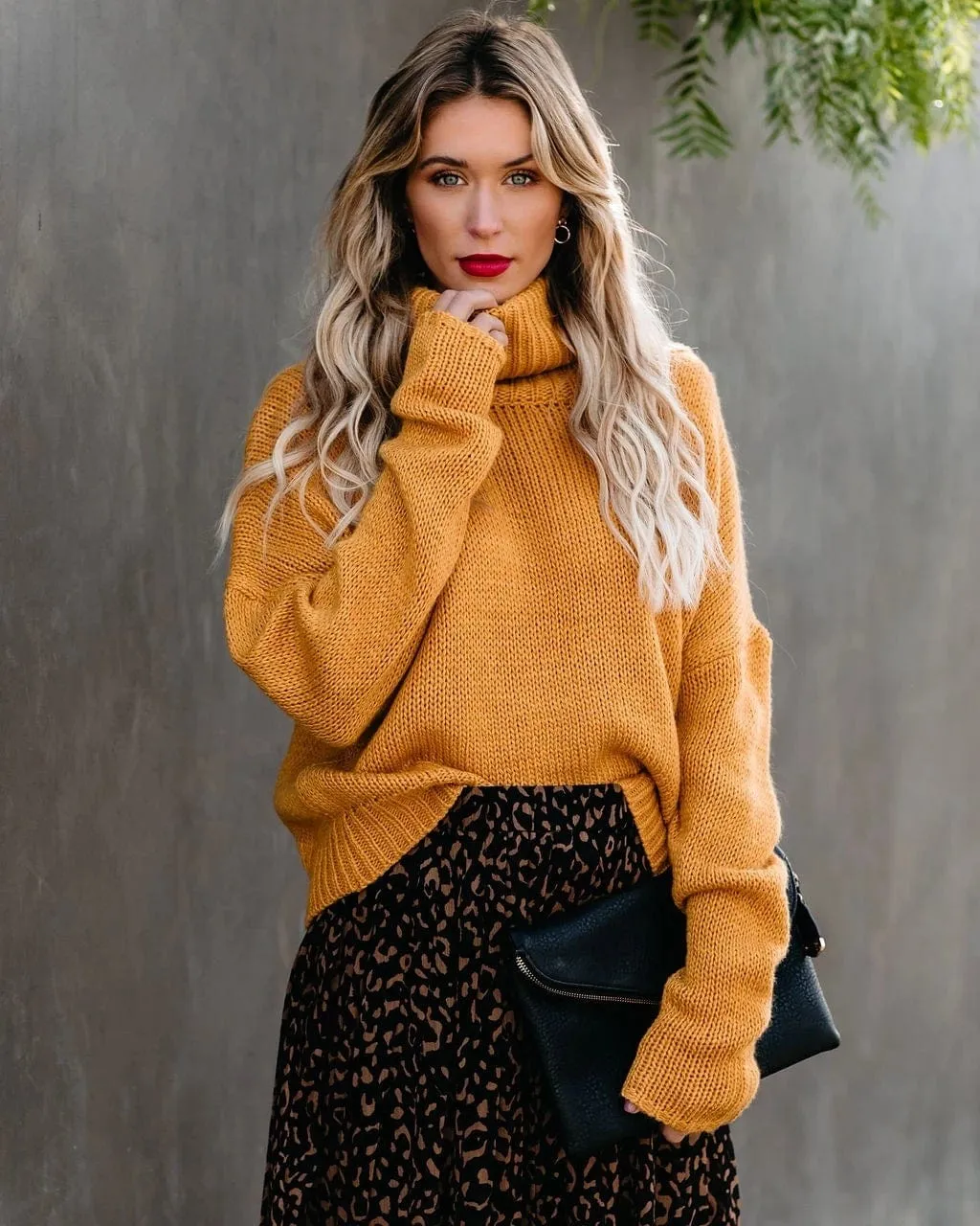 Keyhole Turtleneck Sweater