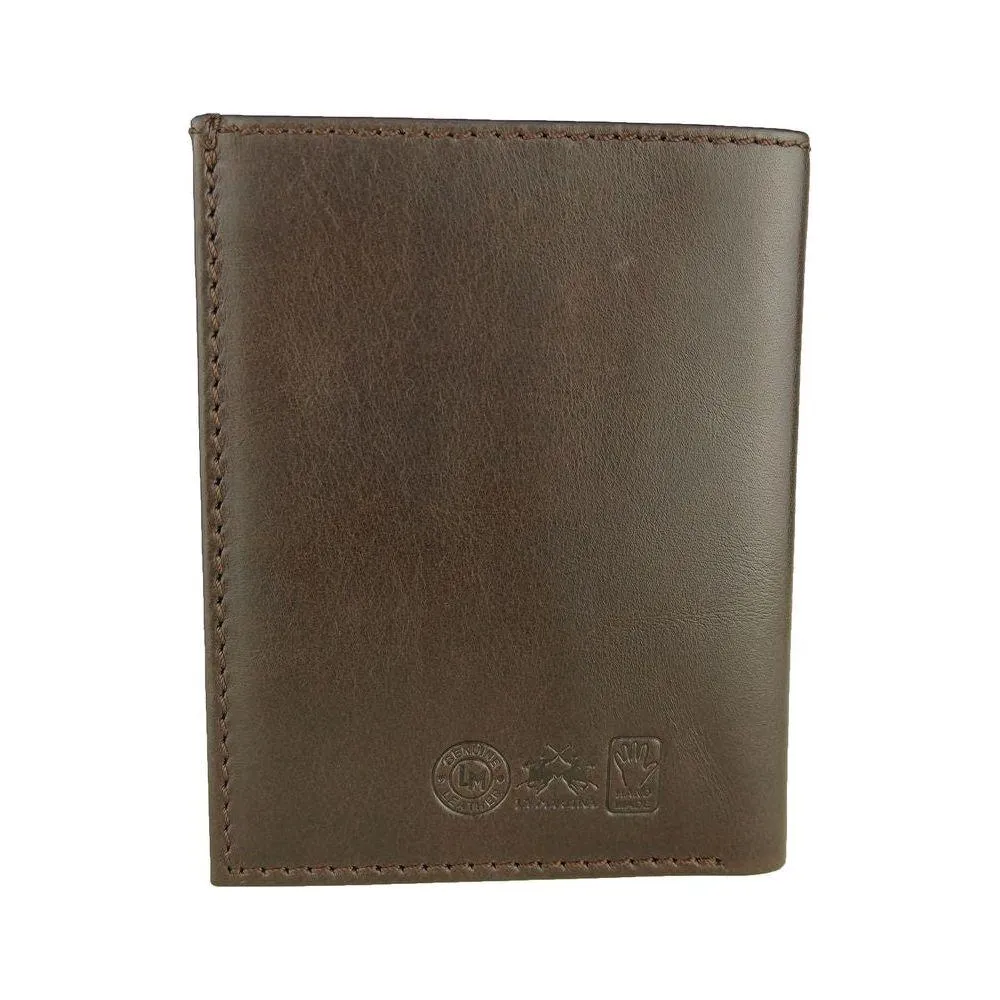 La Martina Elegant Dark Brown Leather Passport Holder