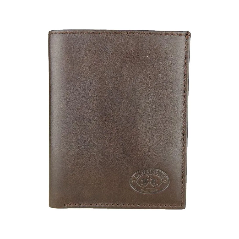 La Martina Elegant Dark Brown Leather Passport Holder