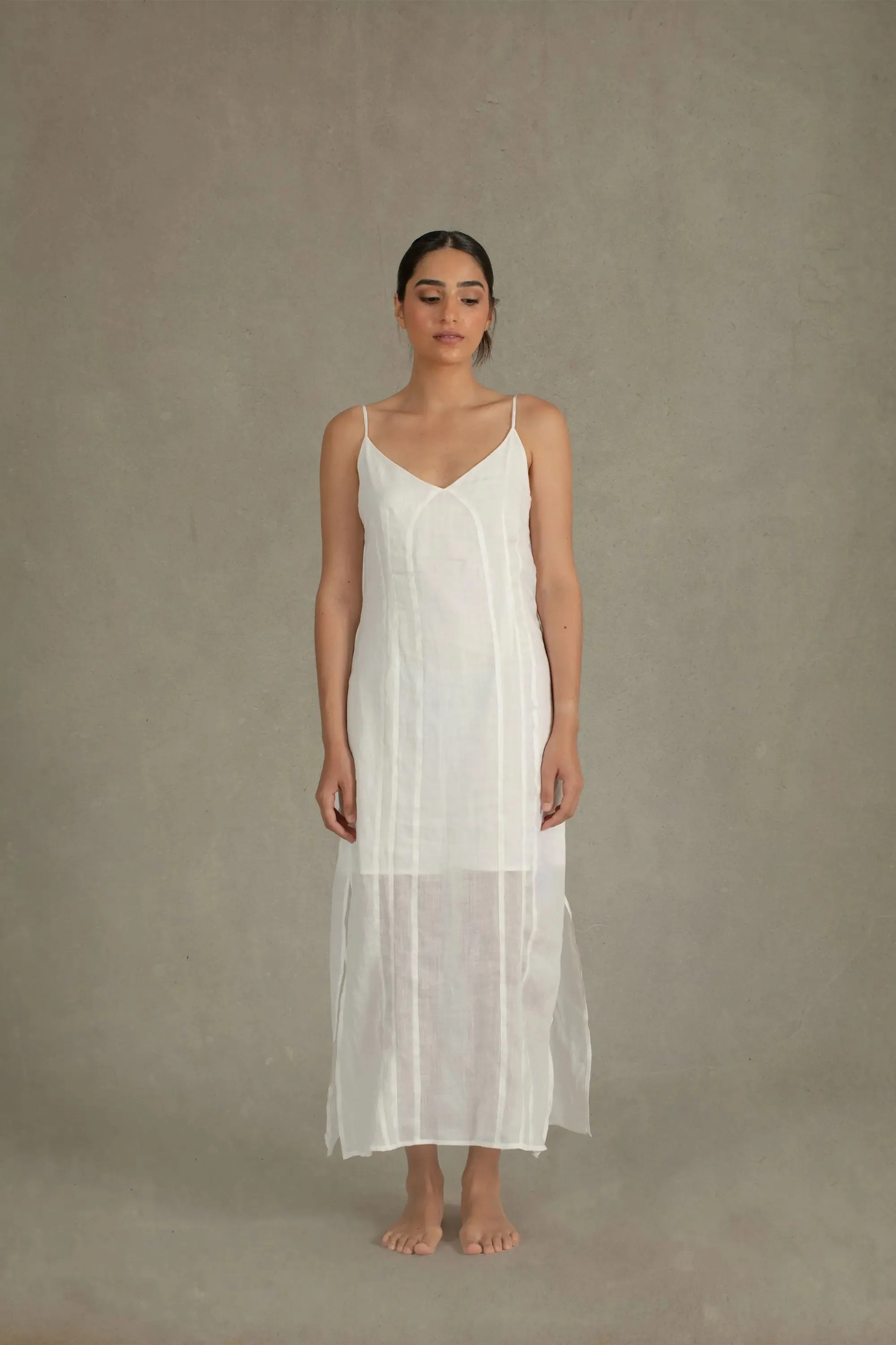 Léa Ramie Linen Slip Dress White