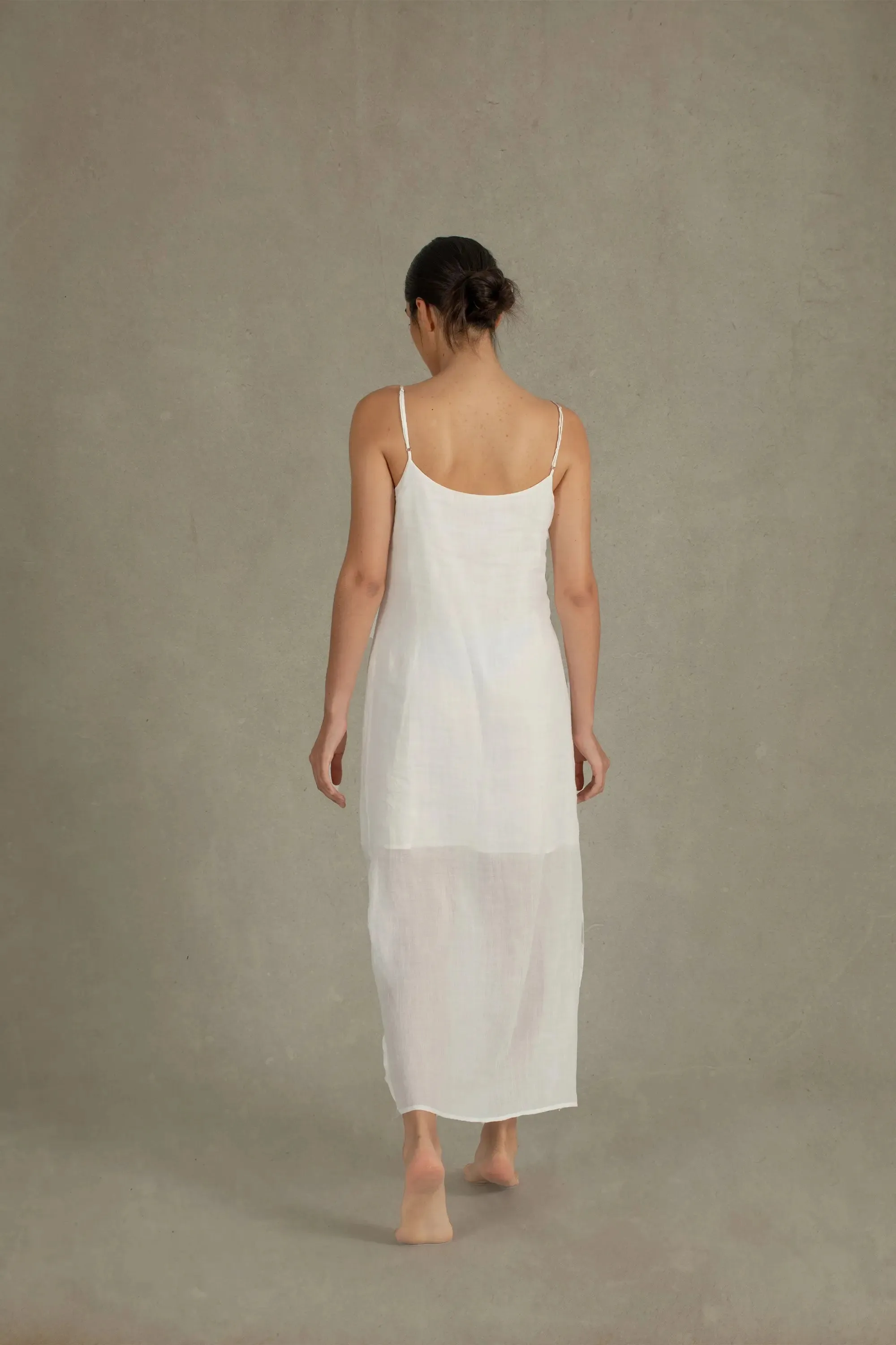 Léa Ramie Linen Slip Dress White