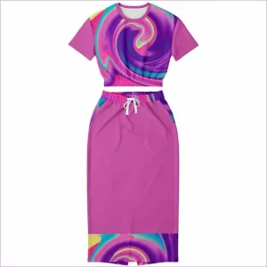 Lady's Tie-Dye Premium Crop Top & Skirt Set