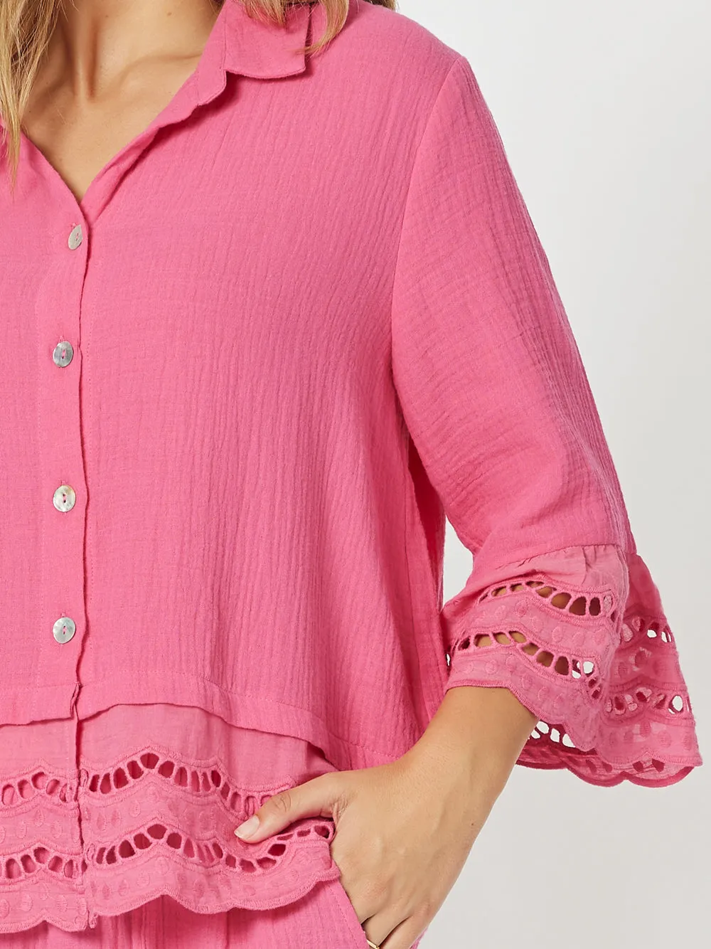 Libby Byron Cotton Shirt - Hot Pink