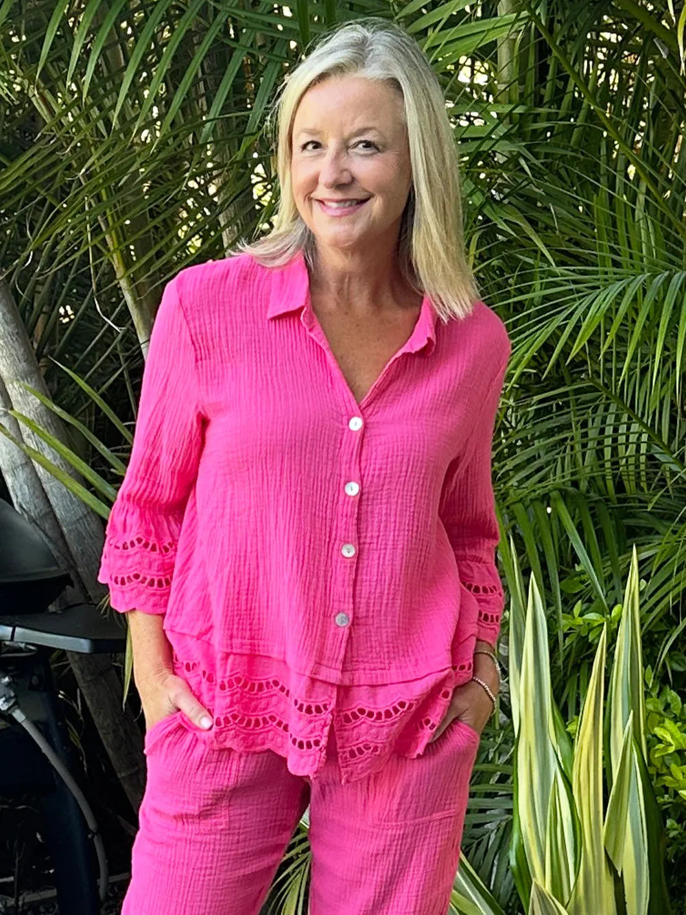 Libby Byron Cotton Shirt - Hot Pink