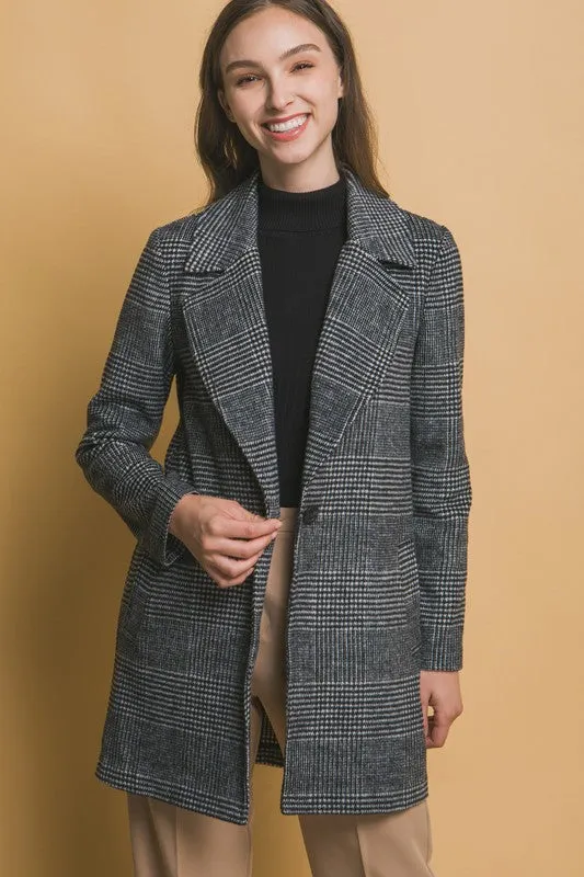 Libby Plaid Longline Coat With Pockets