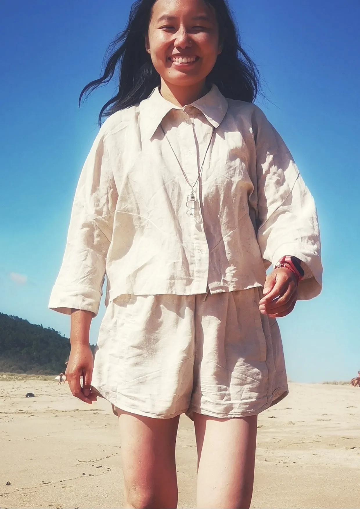 LIGHT SUMMER BLOUSE - NATURAL LINEN white