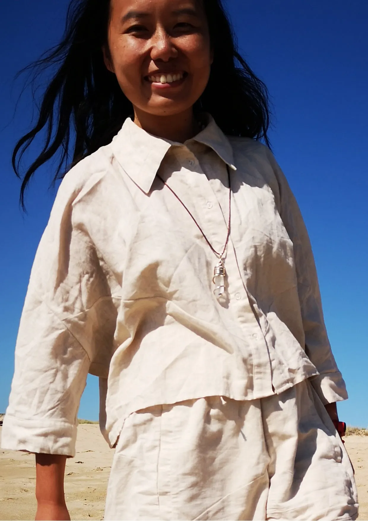 LIGHT SUMMER BLOUSE - NATURAL LINEN white