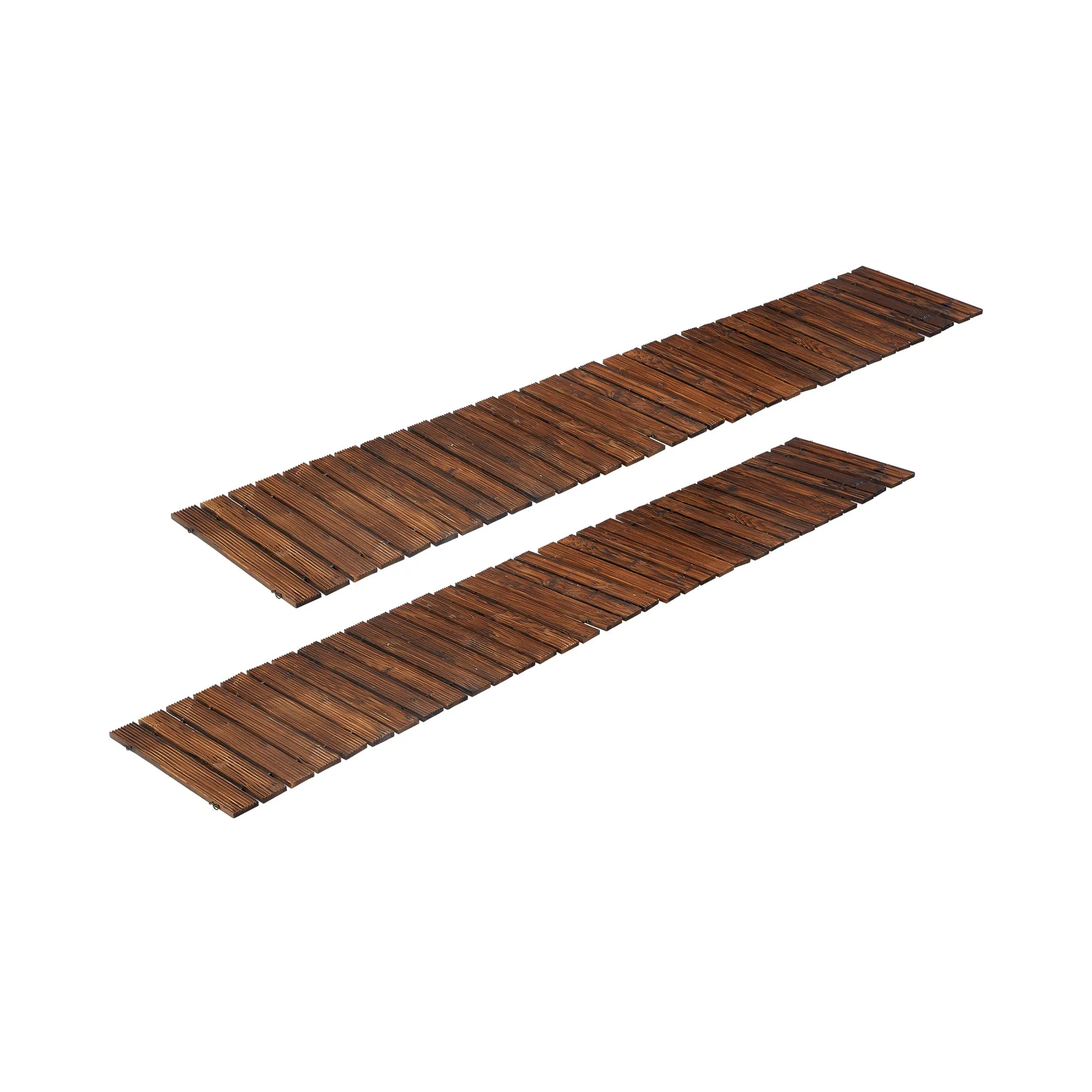 Livsip 2PC Garden Wooden Pathway 8ft Roll-Out Straight Wood Walkway Backyard