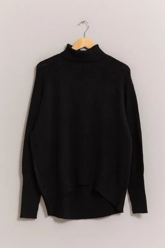 Long Turtle Neck Sweater - Black