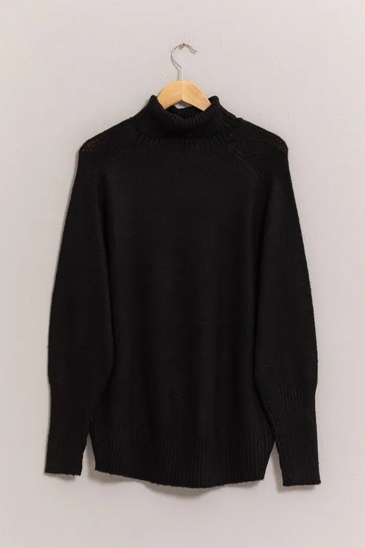 Long Turtle Neck Sweater - Black