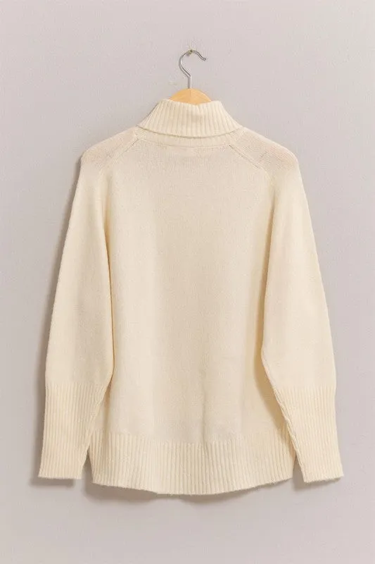 Long Turtle Neck Sweater - Cream