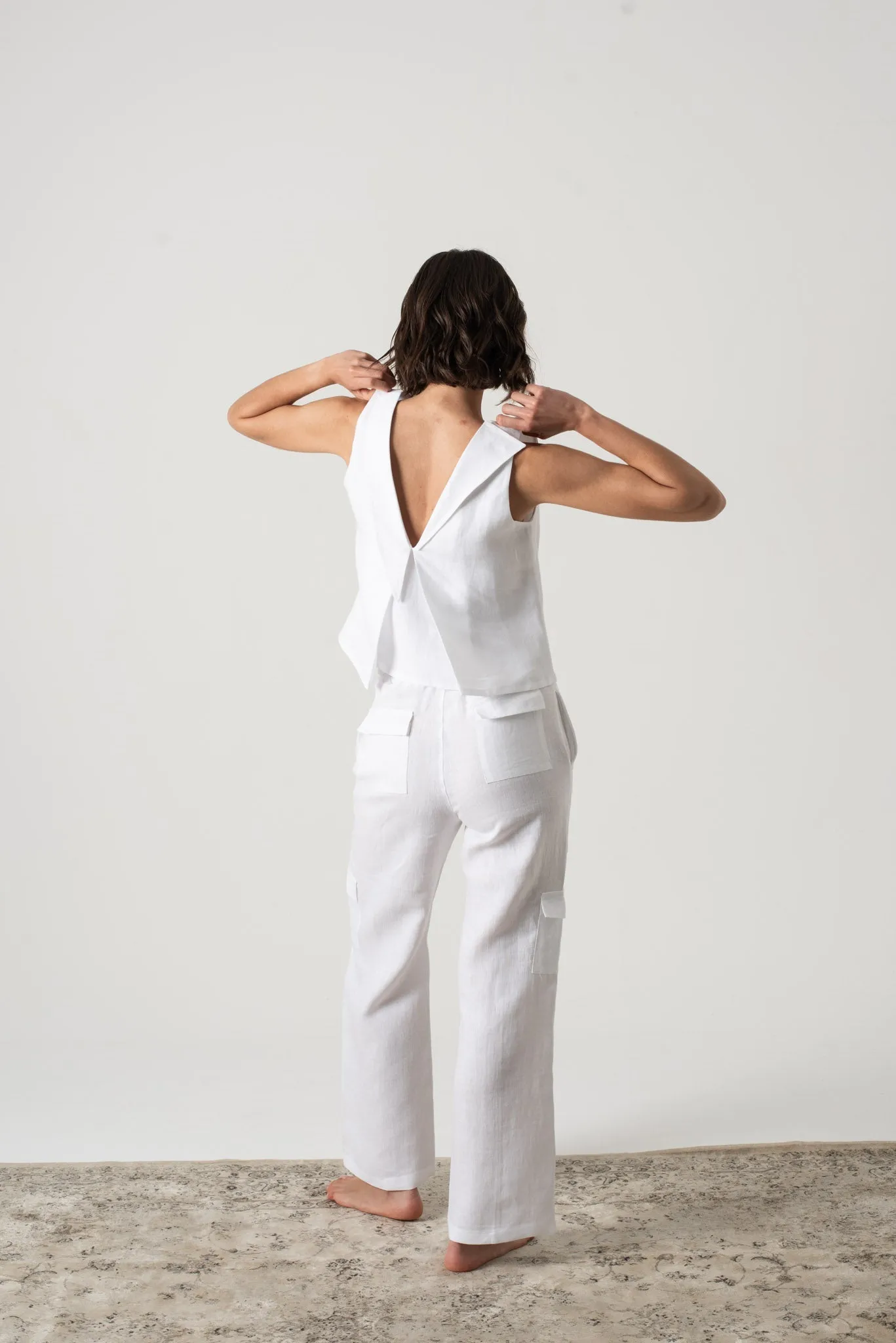 L'origami Linen Top White