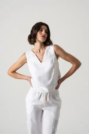 L'origami Linen Top White