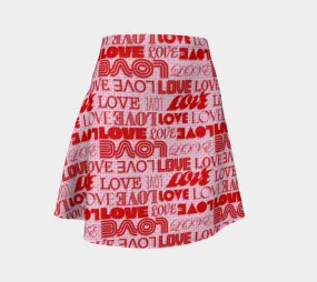 Love Print Flare Skirt