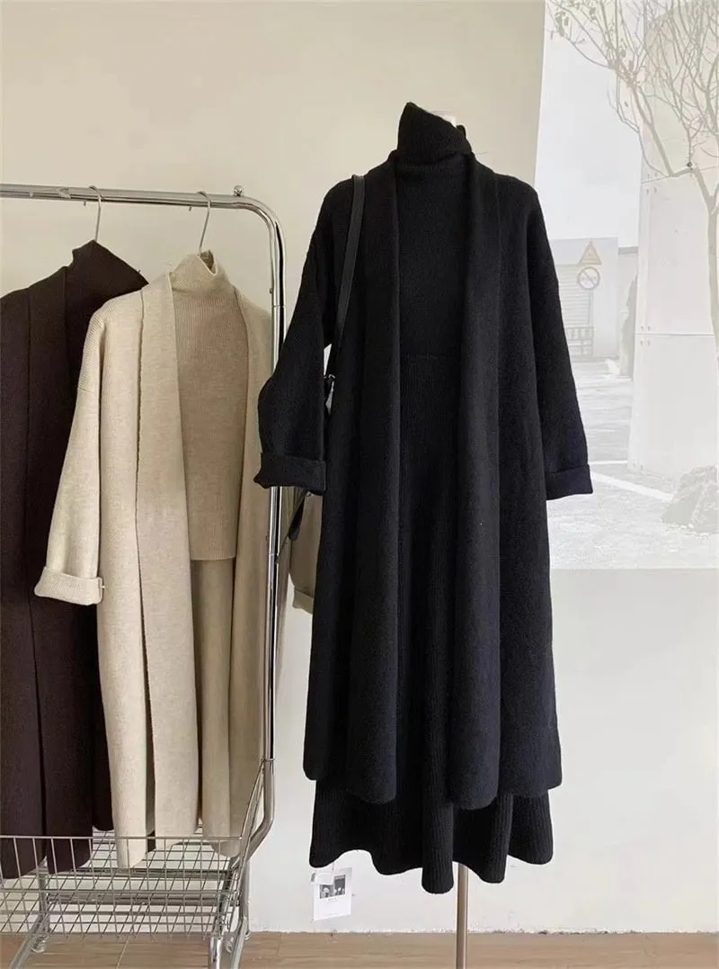 LovelyRLovely 3ps Turtleneck Half-length Skirt Suit