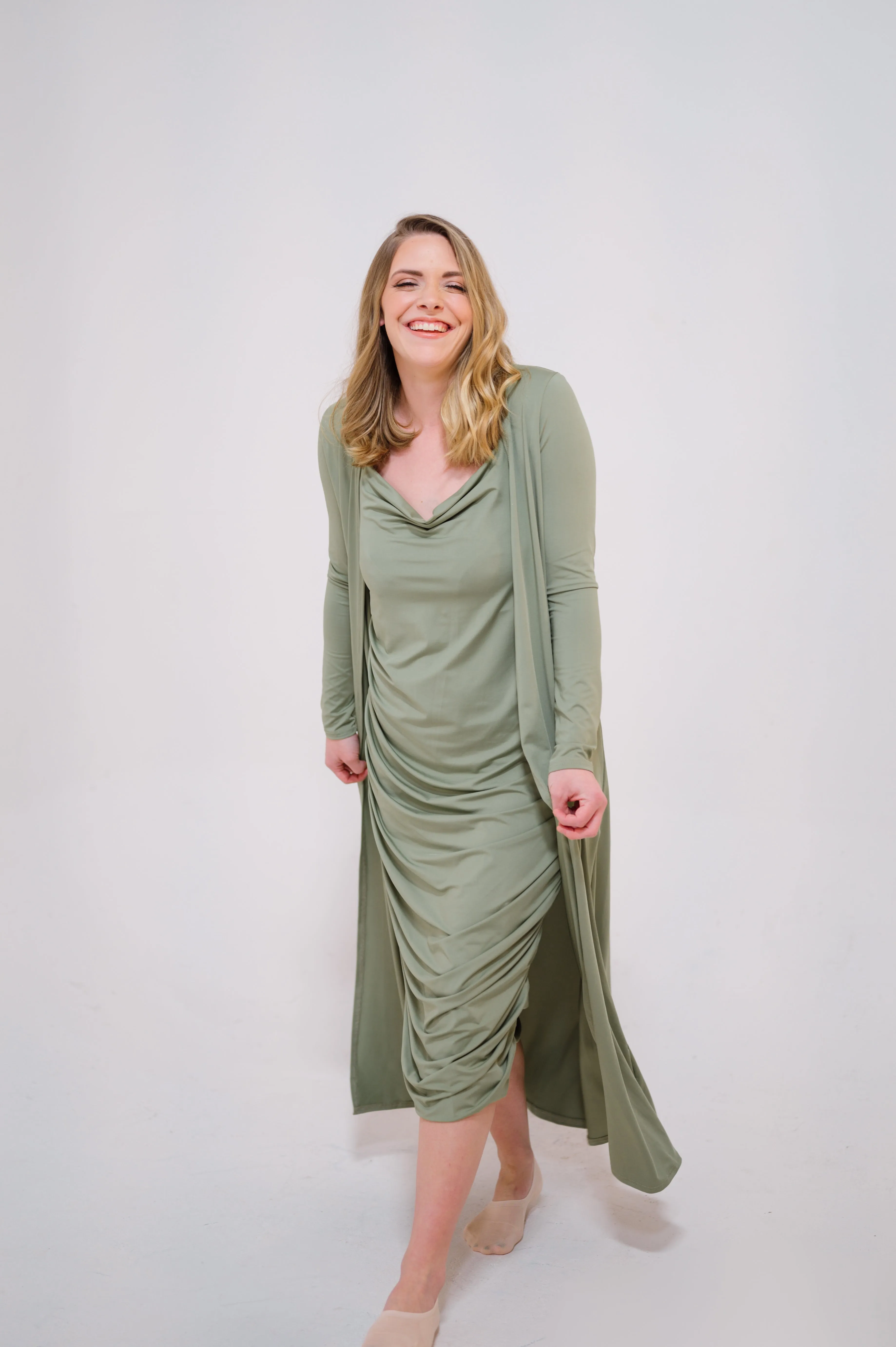 Maddison Dress and Duster Set in Moss