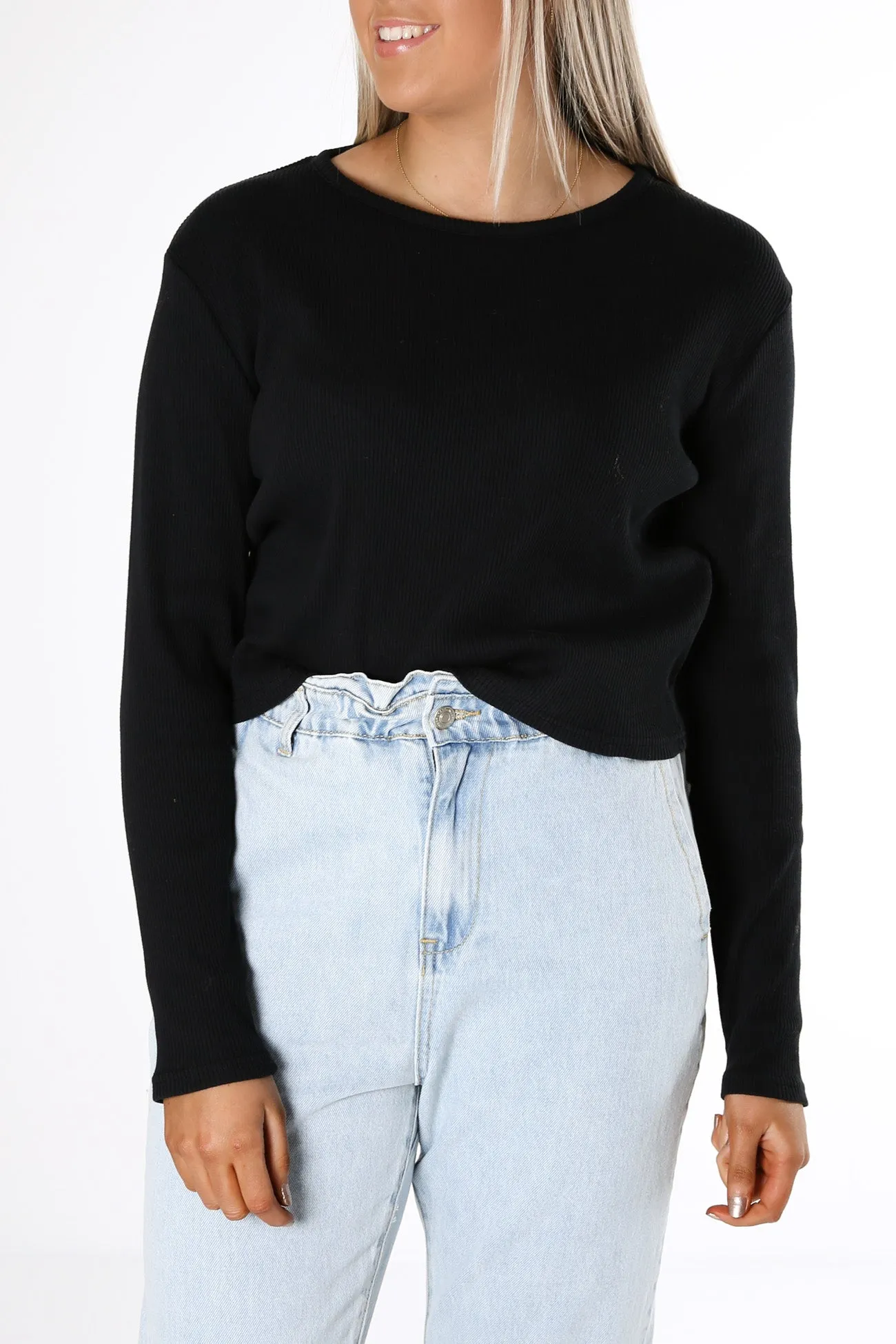 Manhattan Rib Longsleeve Tee Black