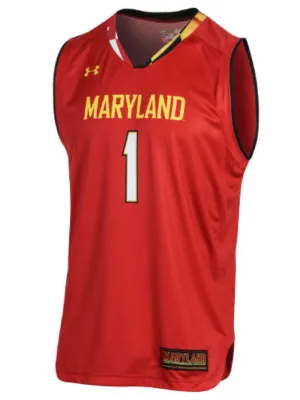 Maryland Terrapins Under Armour Basketball Replica #1 Red Jersey