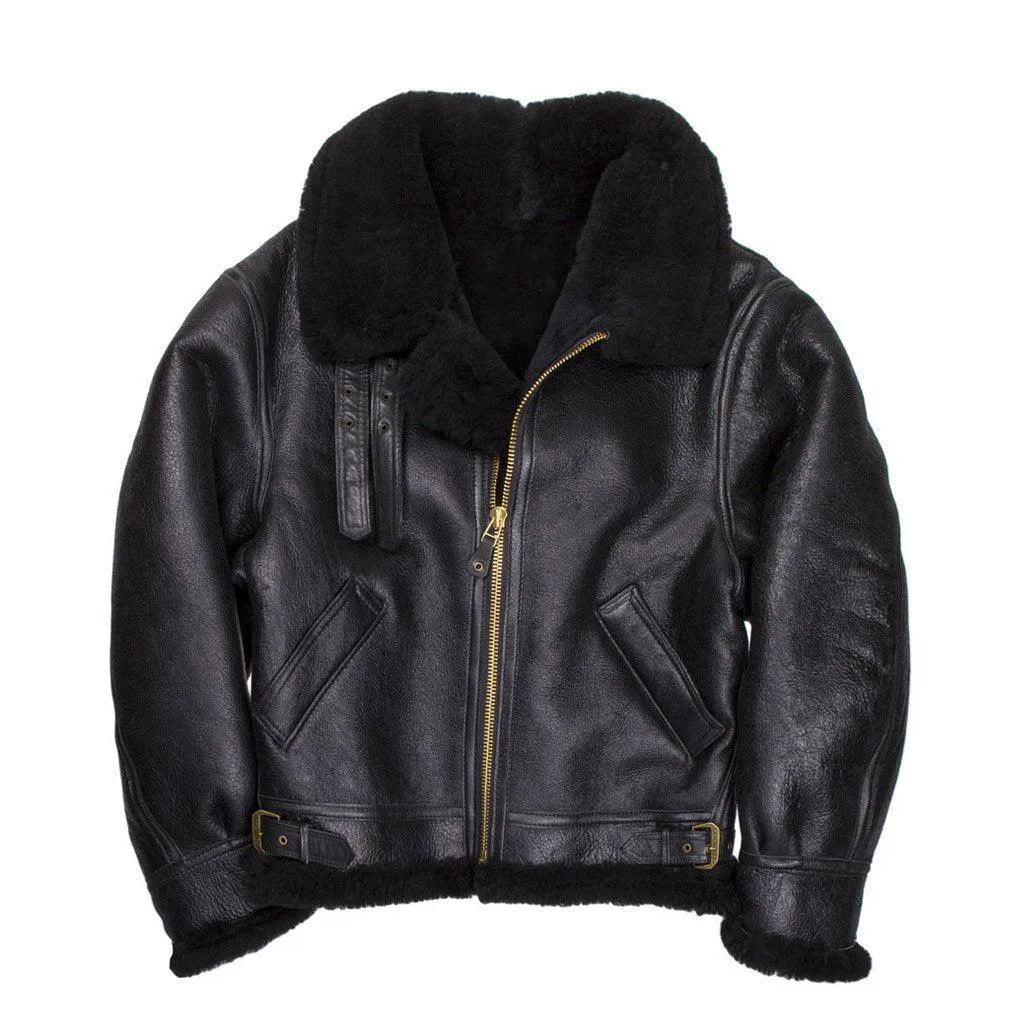 Men's B3 Black Premium Sheepskin Leather Jacket