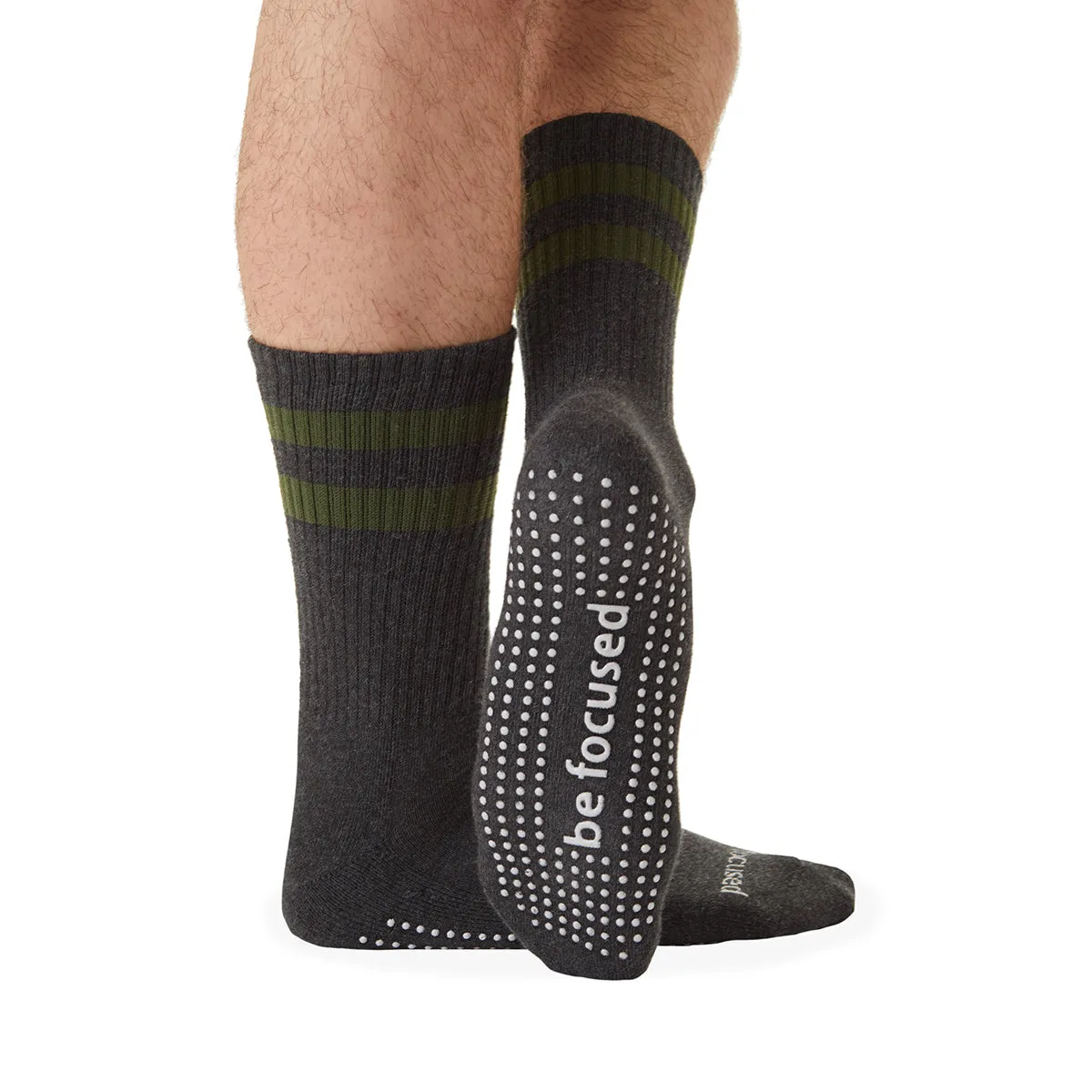 Mens Crew Be Focused Grip Socks (Charcoal/Hunter)