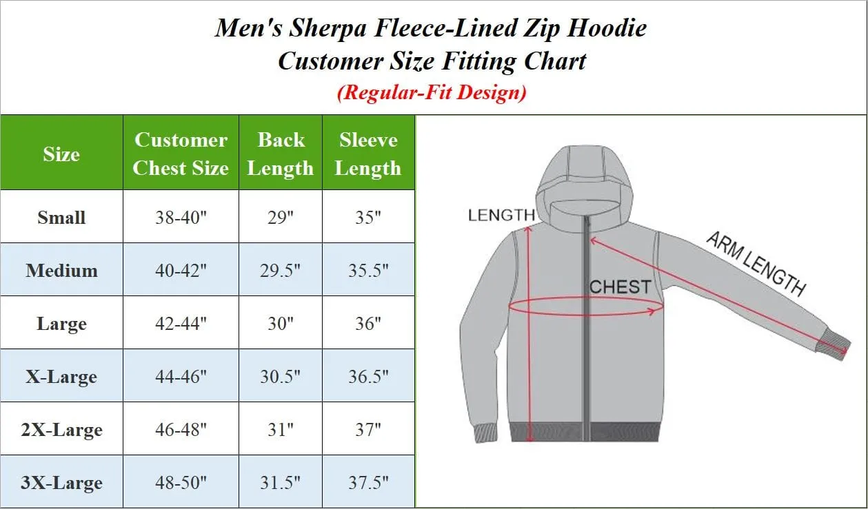 Men's Tech Sherpa Fleece-Lined Zip Hoodie With Chest Pocket