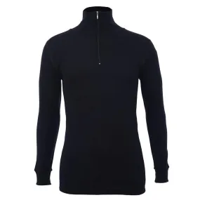 Merino Skins Unisex Long Sleeve Half Zip Front - Black