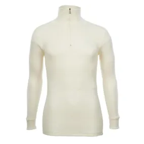 Merino Skins Unisex Long Sleeve Half Zip Front - White