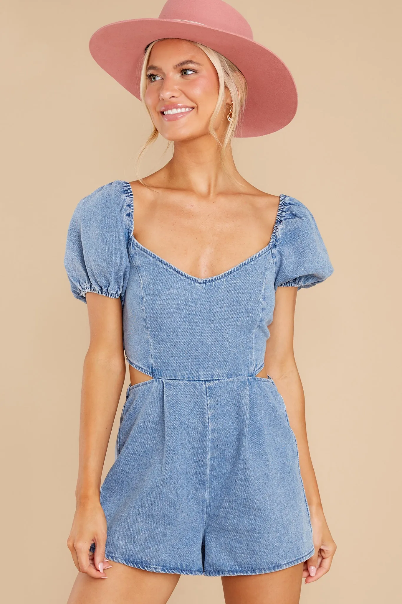 Midday Muse Light Wash Denim Romper