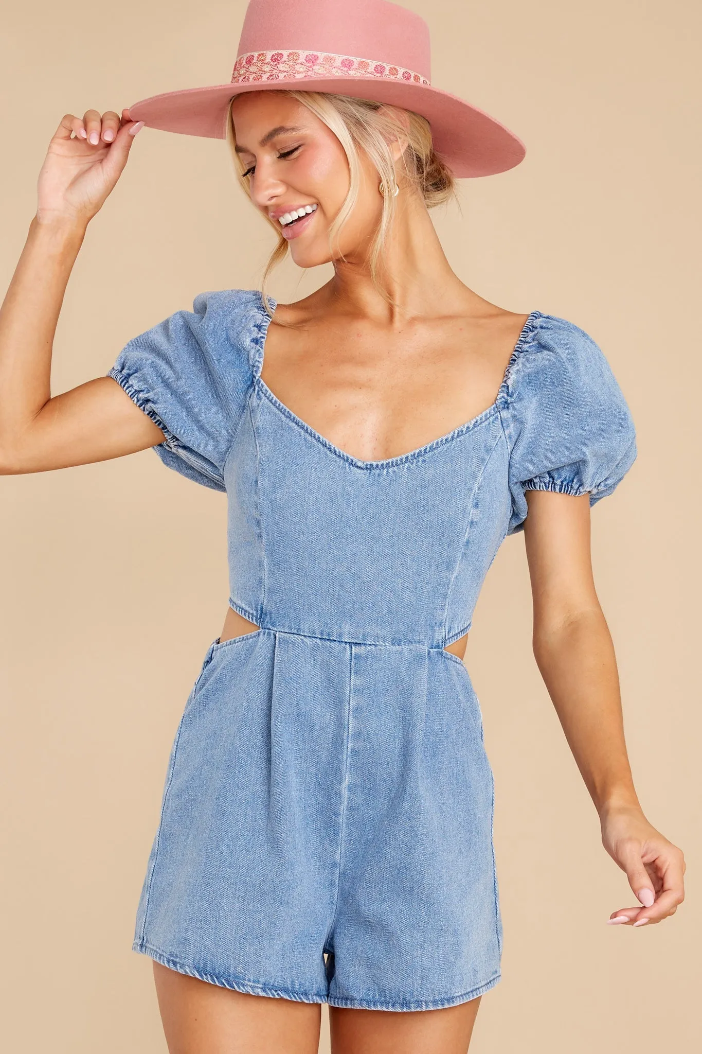 Midday Muse Light Wash Denim Romper