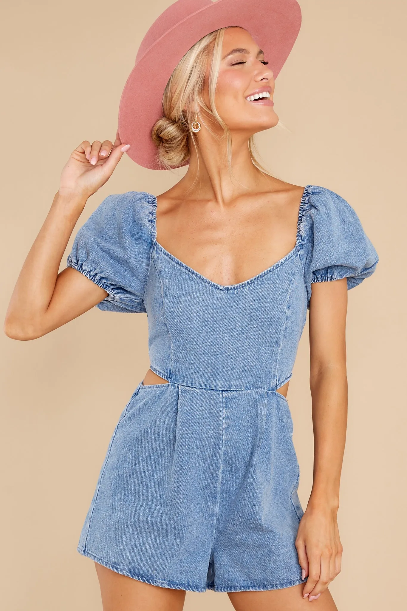 Midday Muse Light Wash Denim Romper