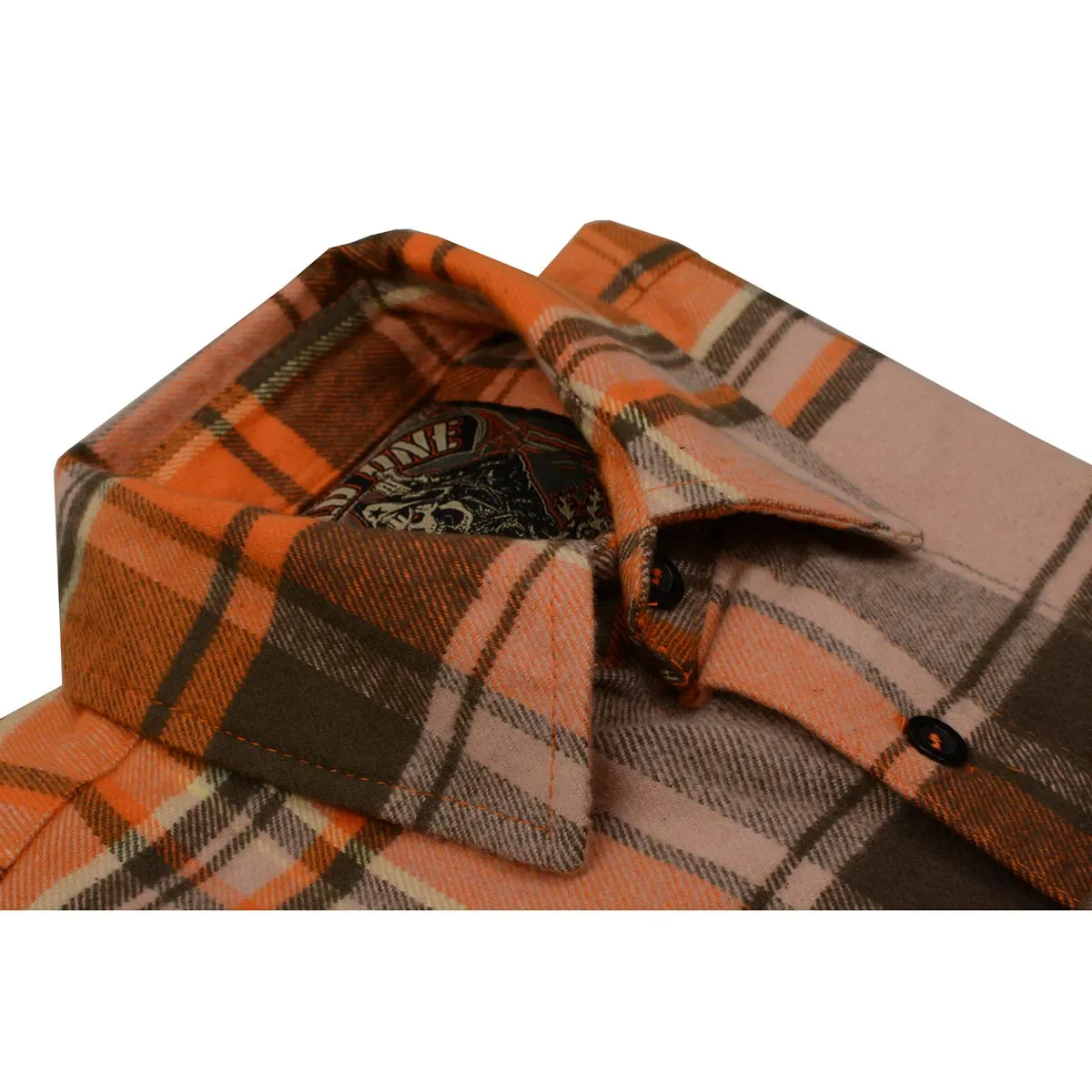 Milwaukee Leather  Men's 'Wild One' Brown/Orange Long Sleeve 10.5-Oz Heavy Duty-Cotton Flannel Shirt MNG11701