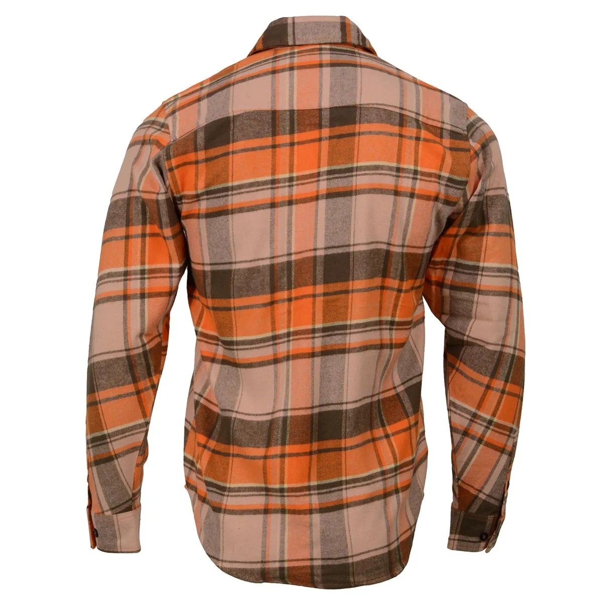 Milwaukee Leather  Men's 'Wild One' Brown/Orange Long Sleeve 10.5-Oz Heavy Duty-Cotton Flannel Shirt MNG11701