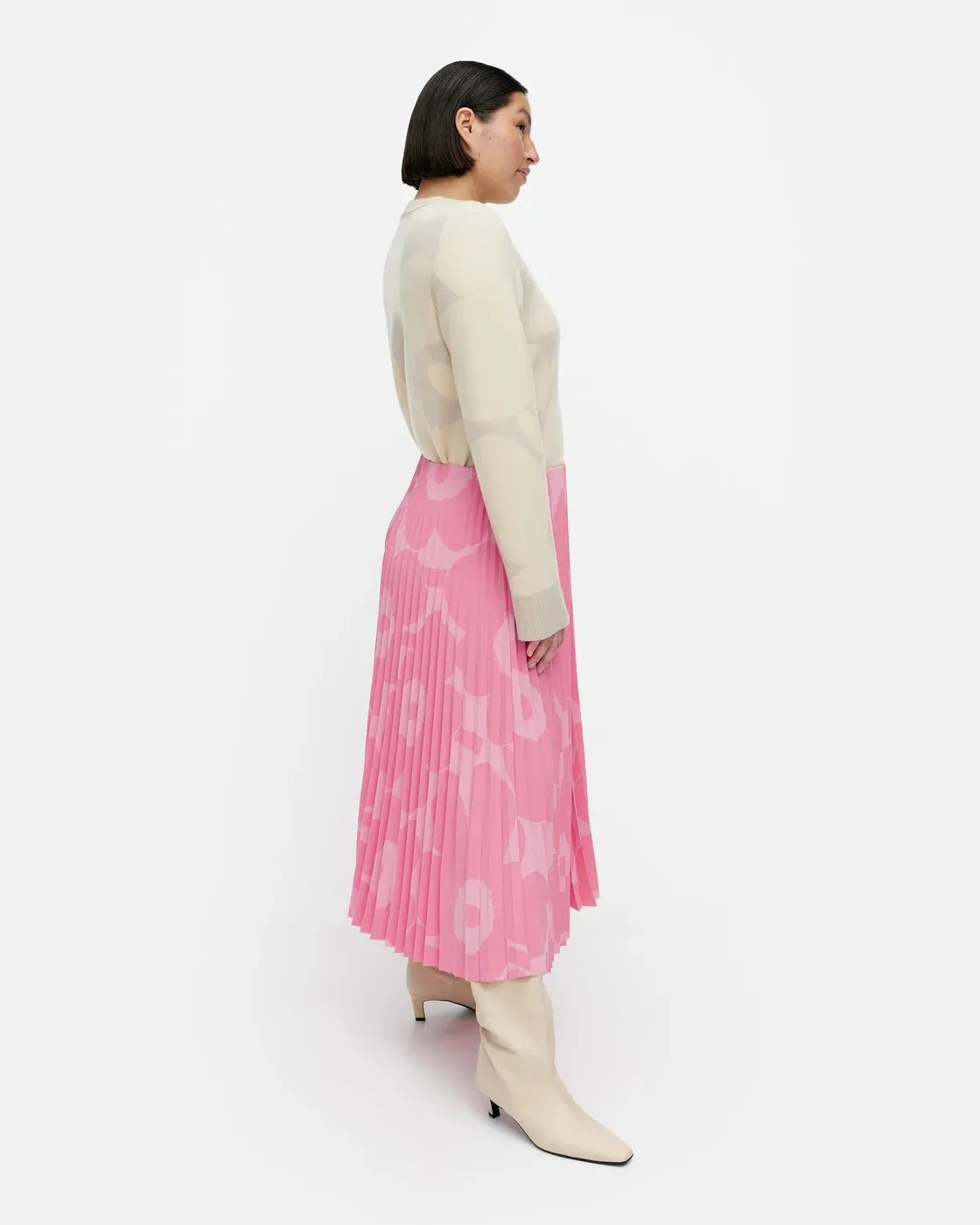 Myy Unikko Pleated Skirt, Pink/Coral