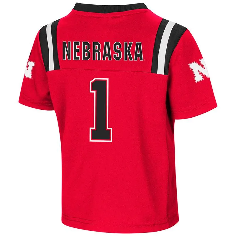 Nebraska Cornhuskers Colosseum TODDLER Boy's Red "Foos-Ball" #1 Football Jersey