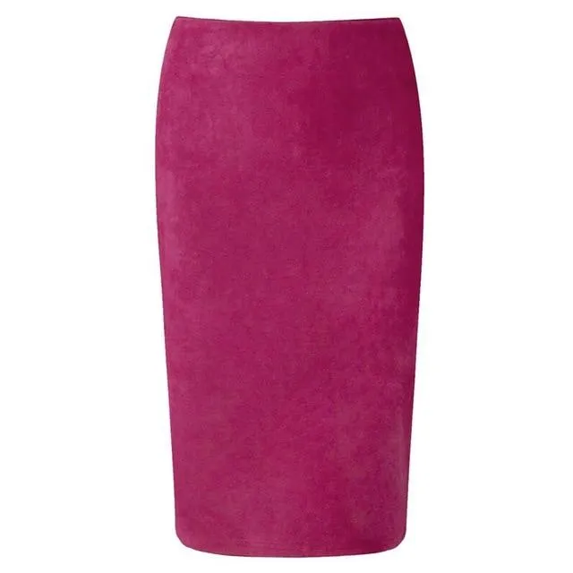 Neophil 2020 Summer Women Suede Midi Pencil Skirt High Waist Gray Pink XXL Sexy Style Stretch Wrap Ladies Office Work Saia S1009