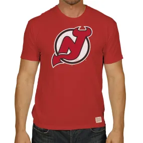 New Jersey Devils Retro Brand Red Vintage Short Sleeve Cotton T-Shirt