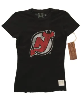 New Jersey Devils Retro Brand WOMEN Black Vintage Short Sleeve T-Shirt