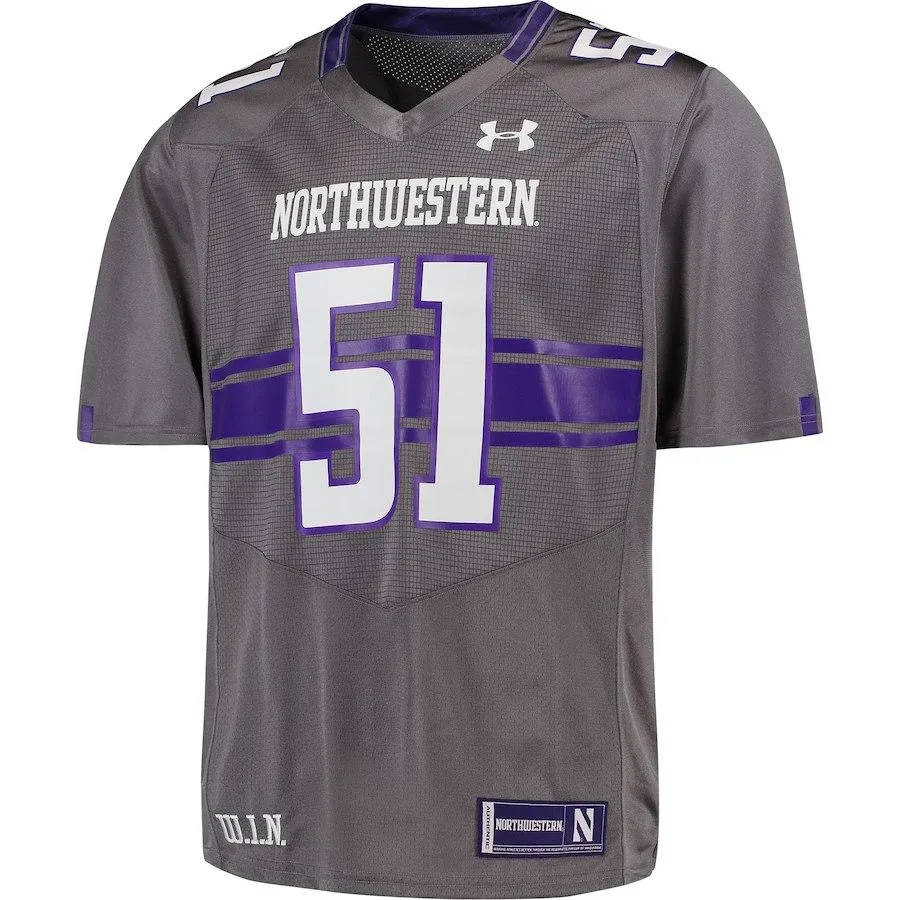 Northwestern Wildcats Under Armour Gray #51 Sideline Replica Football Jersey