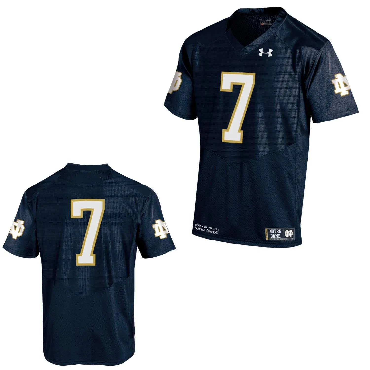 Notre Dame Fighting Irish Under Armour Navy #7 Sideline Replica Football Jersey