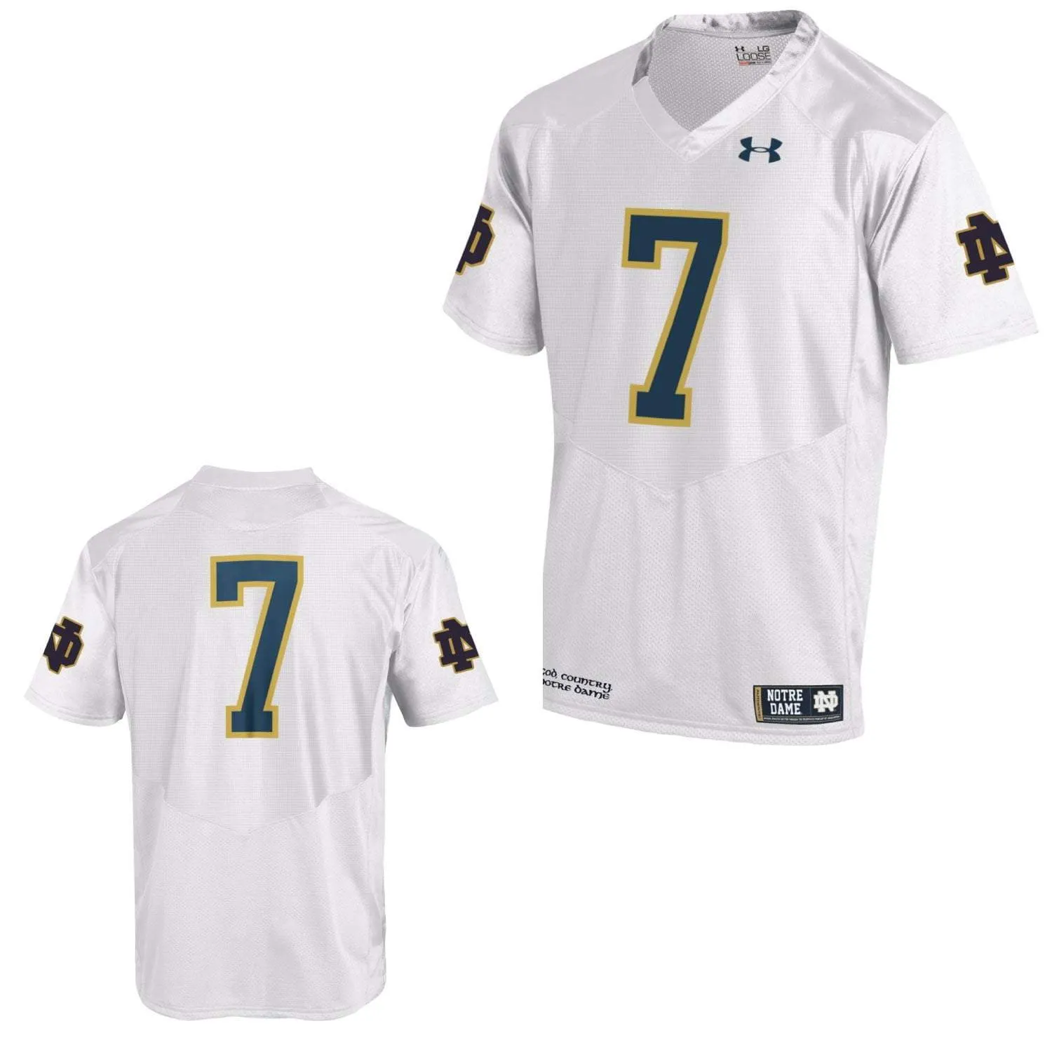 Notre Dame Fighting Irish Under Armour White #7 Sideline Replica Football Jersey